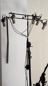 Arbol de micrófonos con dos AT5047 y tres AT5040